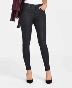 I.N.C. Womens Jeans Size 8 Mid Rise Skinny Core Denim Deep Black Wash Mob Wife - Picture 1 of 11