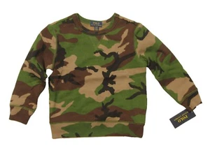 Polo Ralph Lauren Green Multi Boy's Camo Fleece Lined Pullover Sweatshirt - Picture 1 of 3