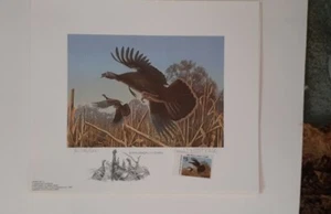 Neu mit Etikett 1980 Wild Turkey Remarque Briefmarkendruck "Explosion im Mais" von Walter Wolfe - Bild 1 von 10