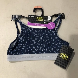 BRAND NEW GIRL'S SIZE XSMALL ATHLETIC WORKS 2 PACK SPORTS BRAS BAND SIZE 28 - Picture 1 of 2