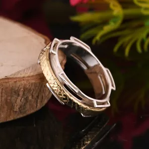 Bicolor Handarbeit Silber Spinner Ring 925 Sterling Silber Damen Daumenschmuck - Bild 1 von 6