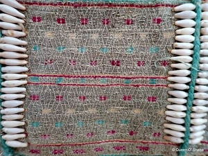 Hill Tribe Bag Handwoven Silver Thread Tassel Jobs Tears Seed Embroidery Burma 3 - Picture 1 of 8