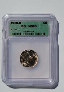 1938-D Buffalo Nickel 5c Coin ICG MS66 #79