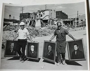 Portraits Found In Atkins Rubble Black White News Photo Borg Warner Building --- - Picture 1 of 1