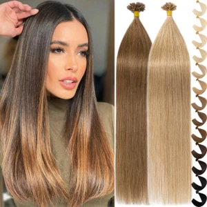 Hot Glue Fusion Nail U Tip Real Remy Human Hair Extensions Thick 1g/s 14-24Inch - Picture 1 of 27