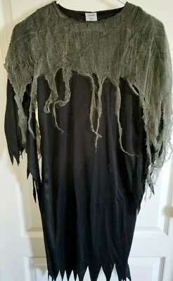 Niños NUEVO NUEVO SIN ETIQUETAS Negro DISFRAZ HALLOWEEN BATA CAPUCHA Talla 6-8 TELA ANDRAJOSA 1 pieza @@ Foto 1 de 2