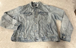 Gap Jacket Womens Light Blue Trucker Fit Faded American Denim XL VINTAGE READ👀 - Picture 1 of 9