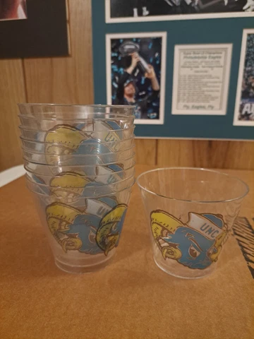 Lot Vintage UNC North Carolina Tar Heels Mascot Plastic Cups RARE Cover