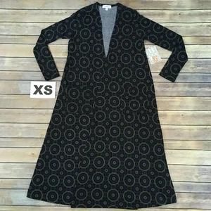 XS SARAH Cardigan LuLaRoe ~PURPLE BLUE BLACK CIRCLES~ Sizes 00-4; Duster Sweater - Picture 1 of 4