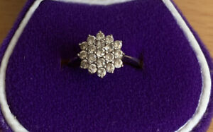 Vintage 925 Silver Cubic Zirconia cluster Ring size N