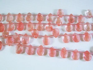 Lágrima plana facetada de cuarzo cerezo 8x12mm. Diez piezas pendientes haciendo cuentas - Imagen 1 de 6