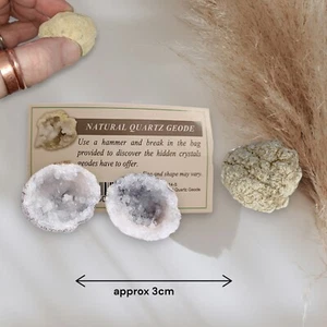 Break Your Own Geodes zwei kleine Geodensteine ​​mit natürlichem Quarz Geologie Geschenk - Bild 1 von 2