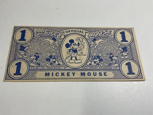 1930’s 1 CENT RARE BLUE MICKEY MOUSE CONE DOLLAR COUPON FROM DISNEY - VERY FINE - Bild 1 von 6