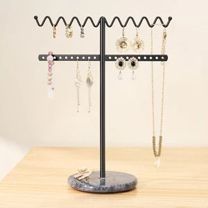 Jewelry Stand Necklace Holder, Black Metal Organizer with Wavy  - Picture 1 of 2