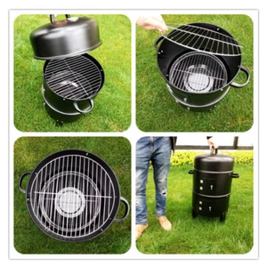 CHARCOAL BBQ SMOKER Camping Picnic Family Portable Grill Steel Pit Meat/Veggies - Picture 1 of 8