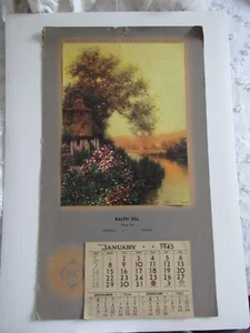 Ralph Sill Astoria Illinois 1945 Calendar with Textured Picture - Picture 1 of 6
