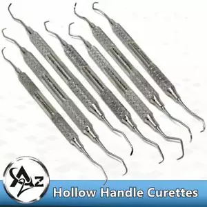 Dental Gracey Curettes 1/2 to 13/14 Periodontal Hollow Handle Steel Instruments - Picture 1 of 24