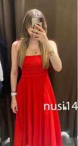 ZARA NUEVA CORBATA MUJER TIRAS BATIDA ZW COLL. VESTIDO MIDI ALGODÓN ROJO 3140/278/600 - Imagen 1 de 1