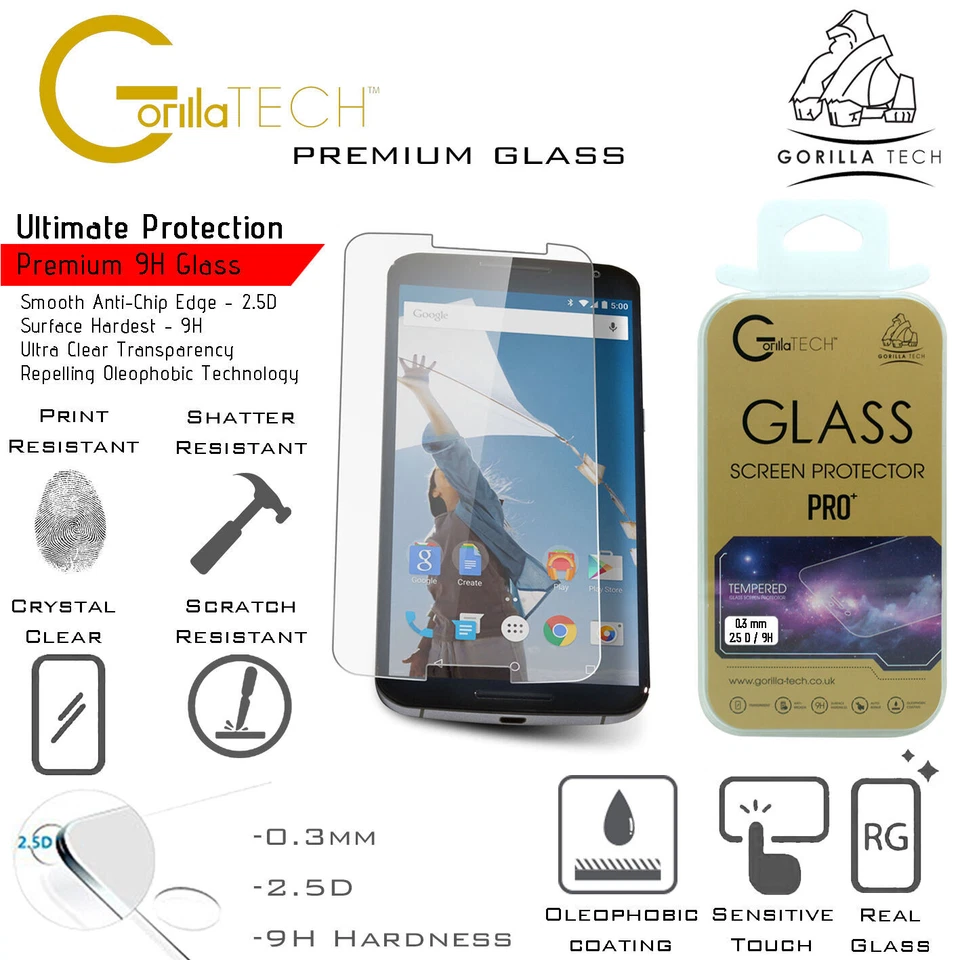 Стекло Gorilla Tempered царапинам shieldscreen протектор для Motorola Nexus 6 - Изображение 1 из 4