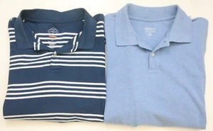 Lot of 2 Polo Shirts Blue White Merona & St. John's Bay Men's Tops Cotton KK24 - Picture 1 of 7