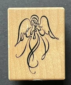 Christmas Holiday Angel Play Trumpet Music Instrument PSX D2438 Rubber Stamp - Picture 1 of 3