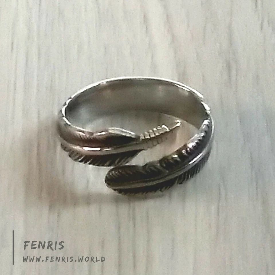 Anillo Pluma Hombre Plateado Acero Inoxidable Ajustable Espiral Motociclista Japonés Foto 1 de 2