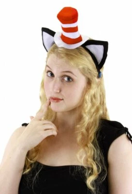 Dr. Seuss Gato en el Sombrero Orejas Disfraz Diadema Niño Adulto Rojo Blanco Econ Mini Foto 1 de 4