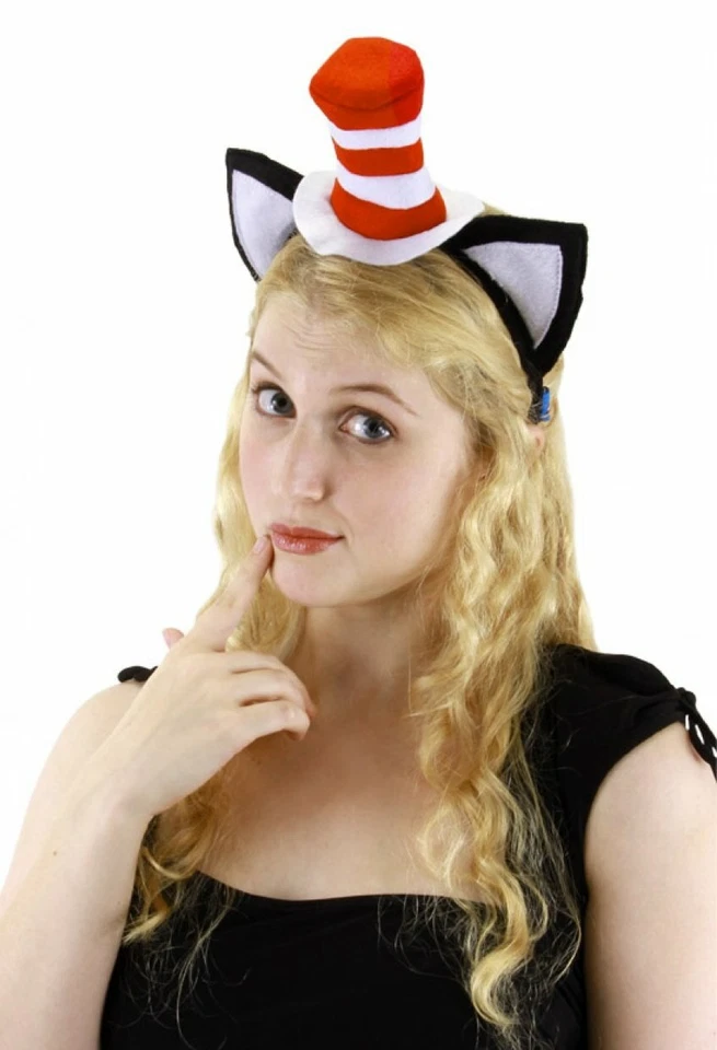 Dr. Seuss Gato en el Sombrero Orejas Disfraz Diadema Niño Adulto Rojo Blanco Econ Mini Foto 1 de 4