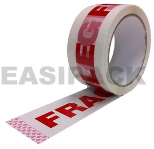 12 ROLLS OF PRINTED STRONG PARCEL FRAGILE TAPE 48mm x 66M - Picture 1 of 1