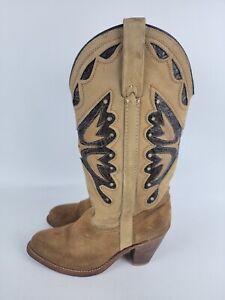 Miss Capezio Butterfly Womens Tan and Brown Leather Boots 7.5 M L486 USA