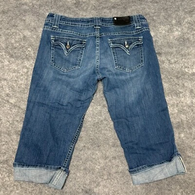 Vigoss Jeans Womens Juniors Size 13 Capri Cuffed Distressed Flap Pockets Stretch - Image 1 of 4