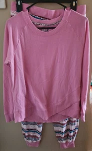 Muk Luks Women’s Pink Top & Print Pants Womens M - Lounge Set - Picture 1 of 10
