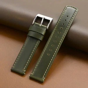 Vintage Vegetable Tanned Leather Watch Strap Band Silver Buckle 22 MM - Picture 1 of 21