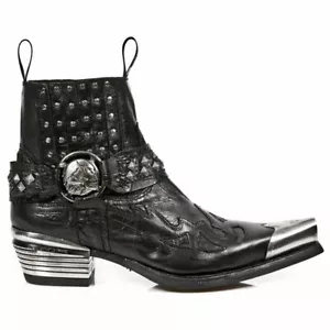 Nuevas Botas Rock 7950P-S1 Negras Tobillo Correa Gótica Occidental Calavera Tachonadas Bota de Metal - Imagen 1 de 8