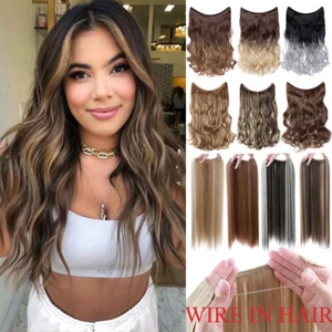 Mixed Secret Hidden Headband Wire In One Piece Thick As Human Hair Extensions US - Picture 1 of 44