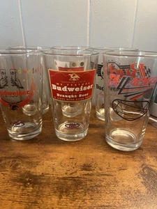 6 BUDWEISER Pint Glasses, One is a Talladega Pint Glass - Picture 1 of 8