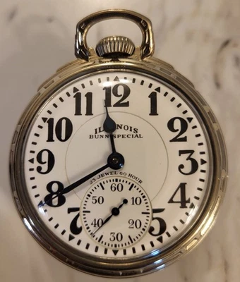 Excelent Railroad 1930 Illinois Bunn Special 163 Pocket Watch - Image 1 of 4