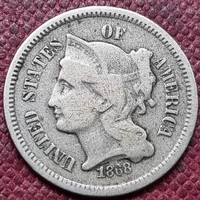 1868 Three Cent Piece 3c Nickel Circulated #96667 - Image 1 of 2