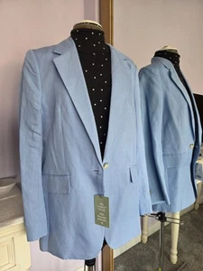 BNWT Ladies H &M Linen Blend Fitted Blazer Size Small Light Blue Colour - Picture 1 of 5