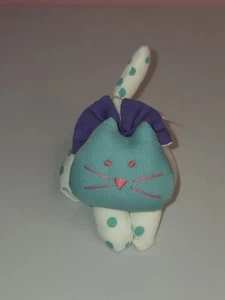 Mini Russ Cat Kitty Plush Purple Blue White Polka Dots HTF 3" Lovey - Picture 1 of 11