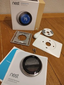 Google Nest Learning WiFi Thermostat: T3007ES Stainless Steel /3rd Generation - Picture 1 of 3