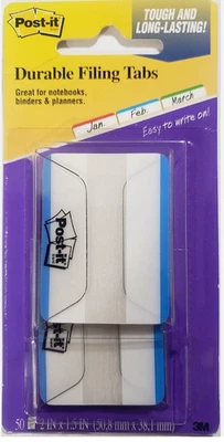 POST-IT 686F-50BL 耐用归档标签,2 英寸 x 1.5 英寸,50 件装 - 蓝色(K16) — 第 1/3 张图片