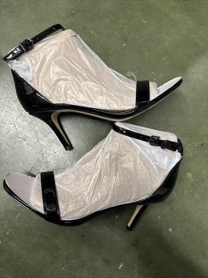 SAM EDELMAN Womens Black Patent Leather Patti Round Toe Stiletto Sandal 9 - Image 1 of 4