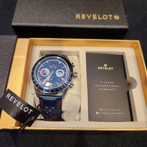 Revelot Mecadromo Chronograph Watch 41.5mm Racing Style Quartz Sapphire Vintage - Picture 1 of 14