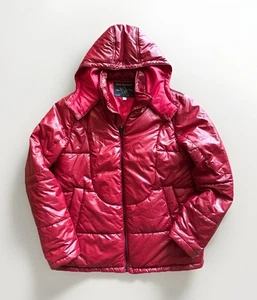 TRUE RELIGION #103122 Men's Medium Quilted Puffer Jacket Shiny Red EUC - Picture 1 of 12