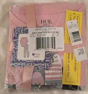 Hue Girls Sized 10 Kitten Print Pajama Pant Set New - Picture 1 of 4