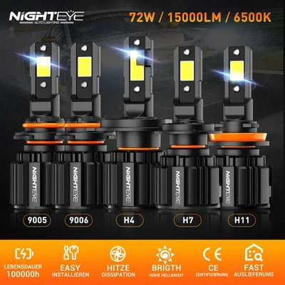 H7 H4 H11 2 Stk Mit Zulassung LED Scheinwerfer 6500K Halogen Fern/Abblendlicht. - Bild 1 von 4