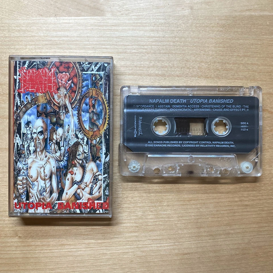Napalm Death- Utopia Banished Cassette Tape 1992 Earache Records PLAY TESTED - Image 1 of 4