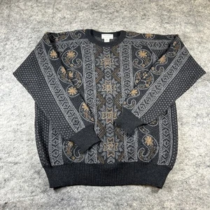 Vintage Tricots St Raphael Saks Men’s XL Chunky Knit Sweater Wool Paisley Biggie - Picture 1 of 8