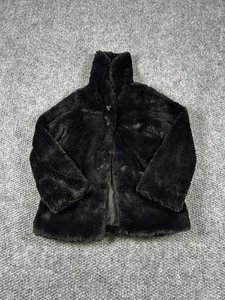 Patagonia Jacket Girls M Black Fuzzy Fleece Sweater Button Outdoor Parka Youth - Picture 1 of 6